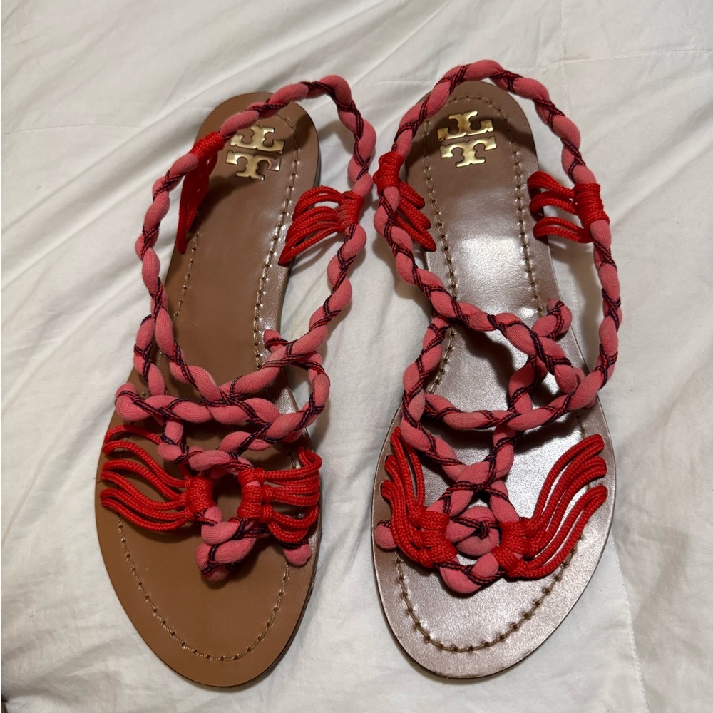 Tory Burch Red and Pink Women's Sandals Size 7